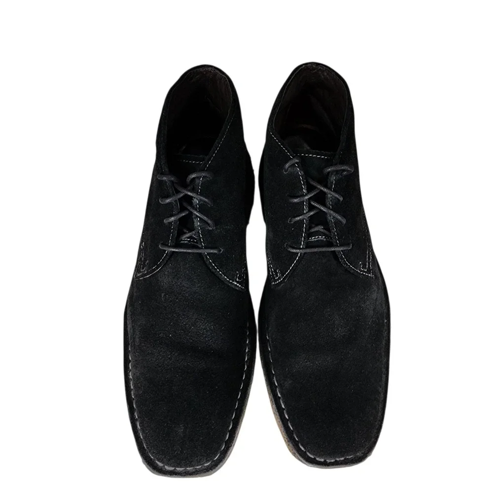 Johnston Murphy Chukka Boot 10.5 Men Runnell Black Sheep Skin Suede Leather Lace